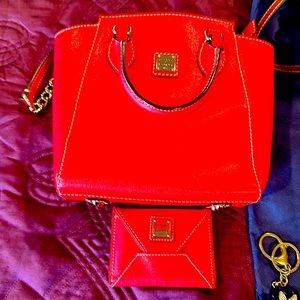 Dooney & Bourke Small red leather clutch with card holder